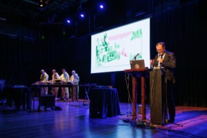 The UNSW Soundlab live music ensemble performs scores written for graphic narratives by Australian graphic storytellers. Photo by Assemble Photography.