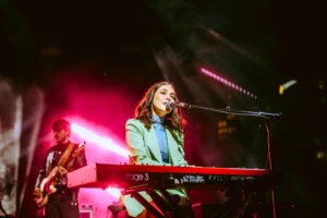 Crowds enjoy light displays and live music at Vivid Sydney 2024 in Tumbalong Park. Photo by Assemble Photography for Orbit.