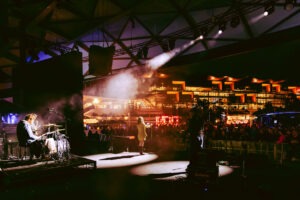 Crowds enjoy light displays and live music at Vivid Sydney 2024 in Tumbalong Park. Photo by Assemble Photography for Orbit.