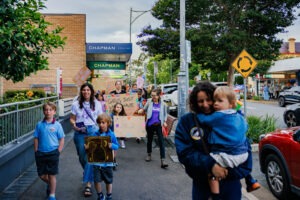 Community members at Reclaim The Night Rally 2024 in Springwood. Photo by Assemble Photography.