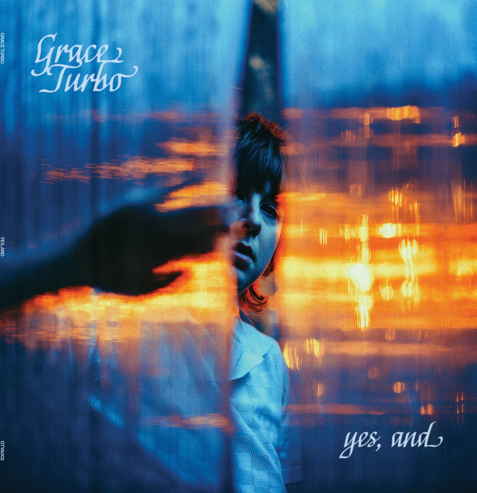 Album artwork for Grace Turbo's Yes, And, featuring a blue and orange portrait composition